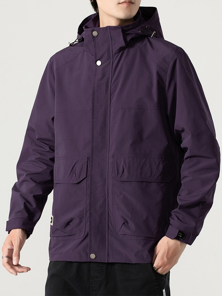 Casual Jacket Men Multi-Pockets Outdoor Waterproof Clothes Hooded Windbreaker KilyClothing