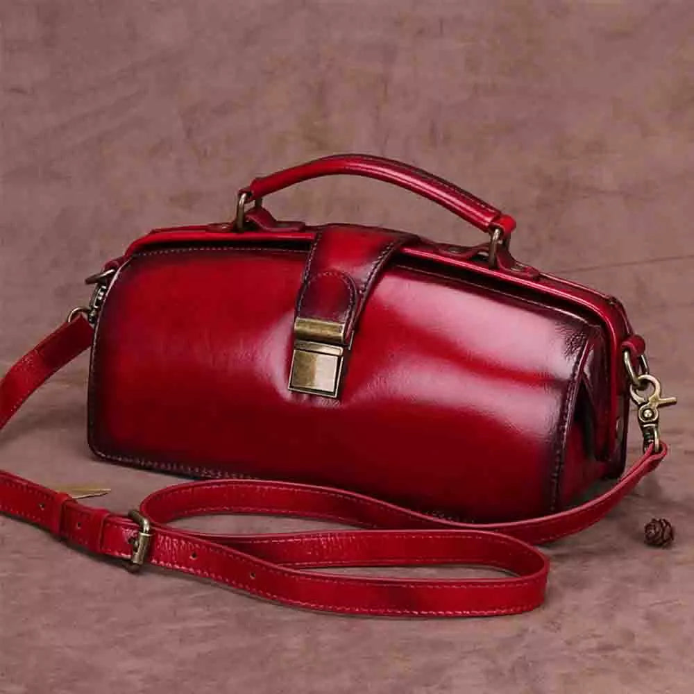 Retro for Women Doctor Handmade bag, Genuine Leather, Frame Handbag and Purses Mini Crossbody Messenger Bags KilyClothing
