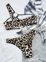 2024 New Women's Bikini Set Leopard Print Swimsuit 2 Pieces Suit Cut-Out Swimwear One Shoulder Bathing Suit Trajes De Baño Mujer KilyClothing
