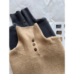 Turtleneck Sleeveless Loose Sweater Vest for Women, Button Design Pullover Knitted Vest KilyClothing
