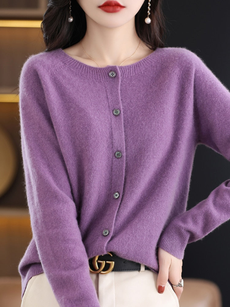 Long Sleeve Women Knitwear Cashmere Knit 100% Pure Merino Wool KilyClothing