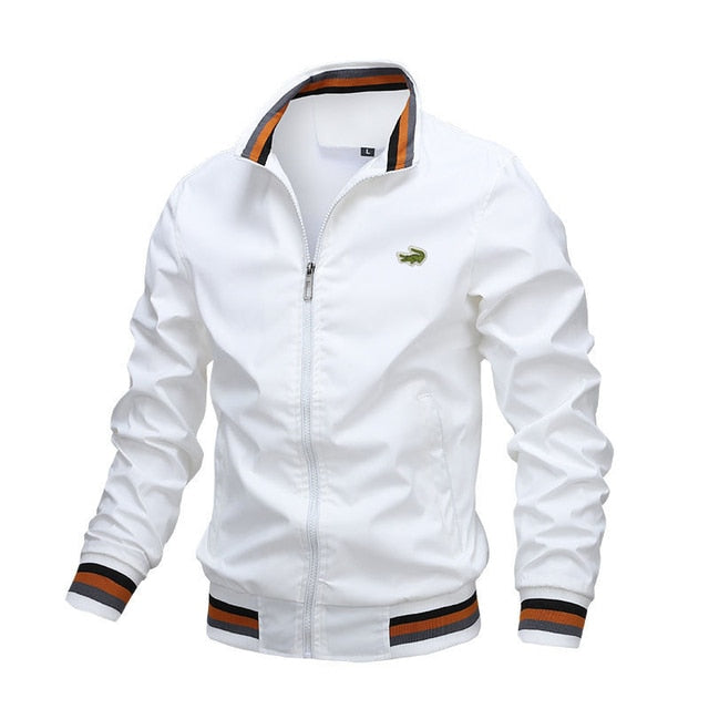 Embroidery Men's Stand Collar Casual Zipper Jacket Outdoor Sports Coat KilyClothing