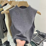 Half Turtleneck Knitted Tank Top Summer Women Casual Vest KilyClothing