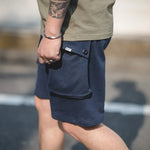 Navy Blue Cargo Joggers Shorts Men Loose Cotton Large Pocket Work Tactical Short Pants Casual Knitted Shorts KilyClothing