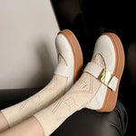 Women's Pumps with platforms for Spring, Genuine Leather Pumps, Round Toe Mary Janes Casual Shoes KilyClothing