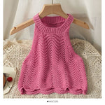 Retro Wavy Halter Knitted Suspender Vest Women Tanks Tops Korean Fashion KilyClothing