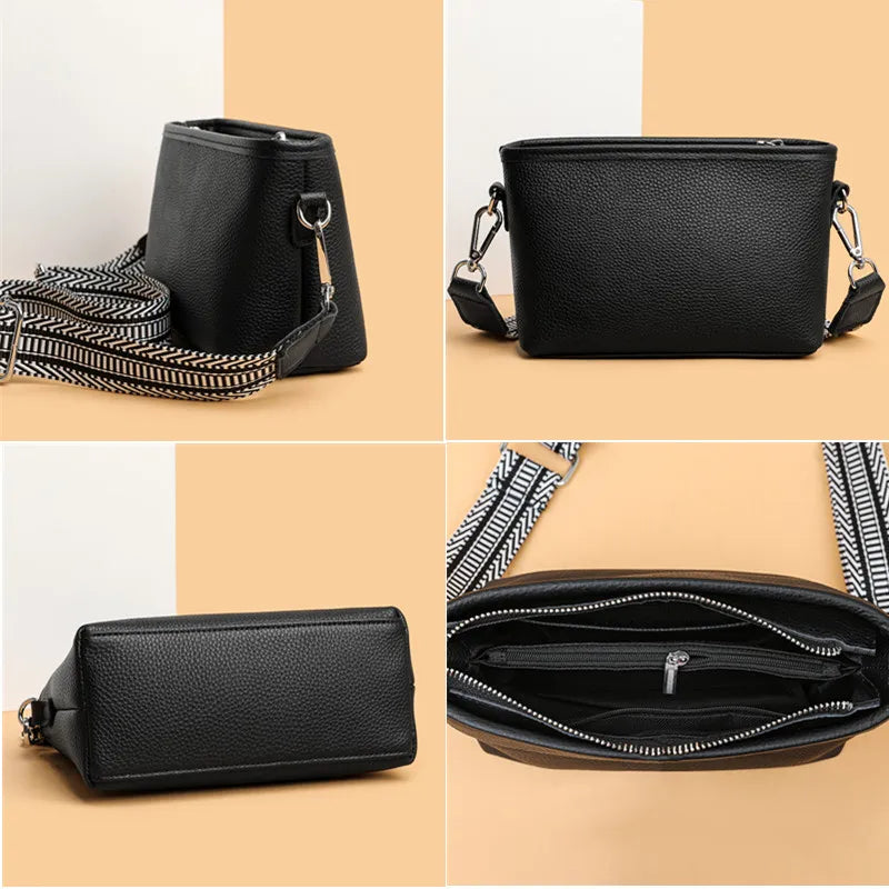 Wide shoulder strap Handbags for Women,  Chic 100% genuine leather Cowhide Stylish Crossbody Shoulder Bag KilyClothing