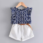 Casual Chiffon Flowers Blue T-shirt Pants Girls Set for 3-7 Years KilyClothing