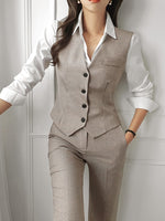 Korean Fashion Blazer 3 Pcs Vintage Long Sleeve Suit Jackets Vest and Straight Pants Sui KilyClothing