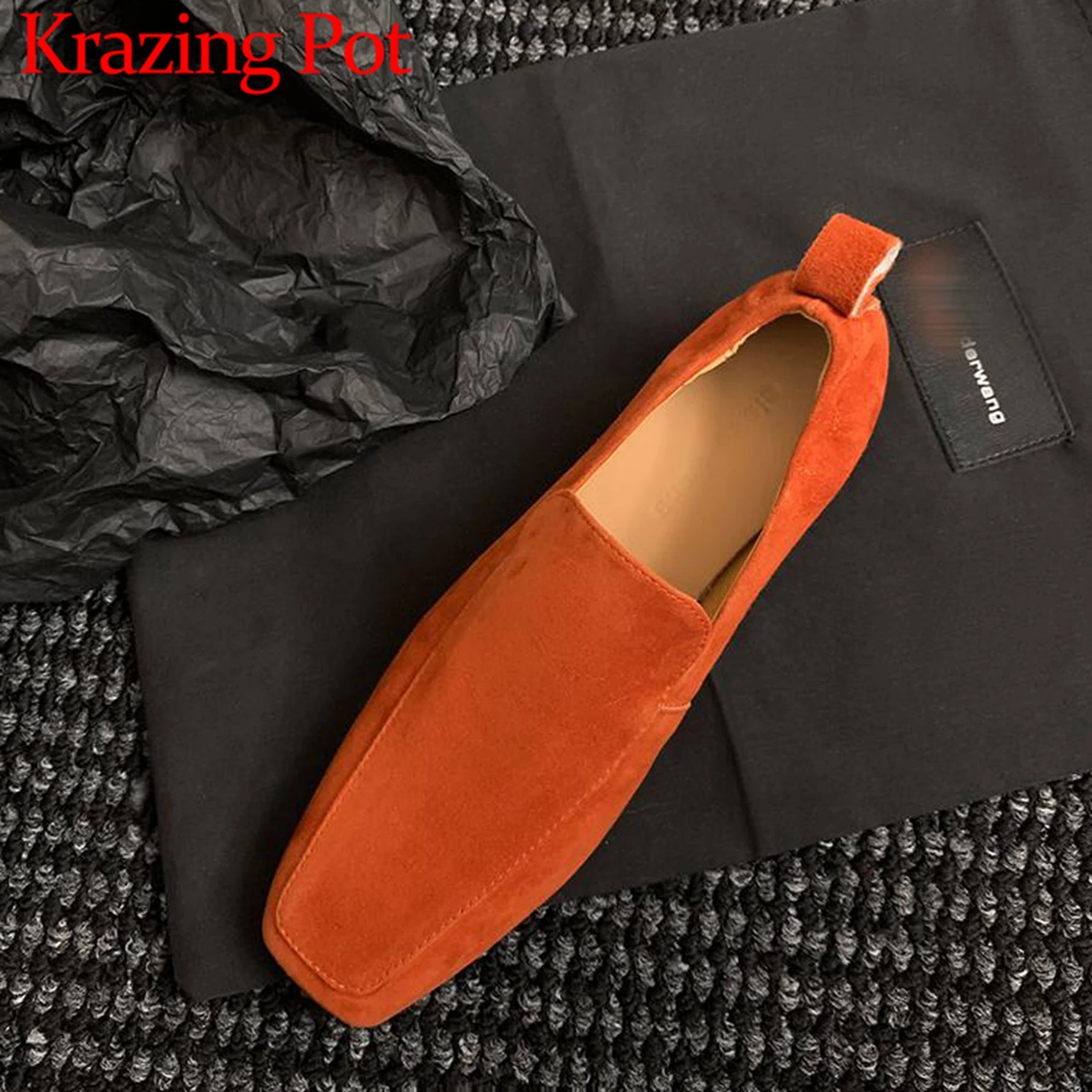Sheep Suede Low Heels Spring Summer Square Toe Business Casual Women Pleated Leather European Fashion Style KilyClothing