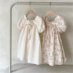 Dress Children Bubble Sleeve Bow Floral Dress Girls Outwear KilyClothing