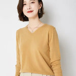 Sweater V-neck Long Sleeve Pullovers Spring Autumn Bottoming Shirt Warm Knitwear Basic Knit Tops KilyClothing