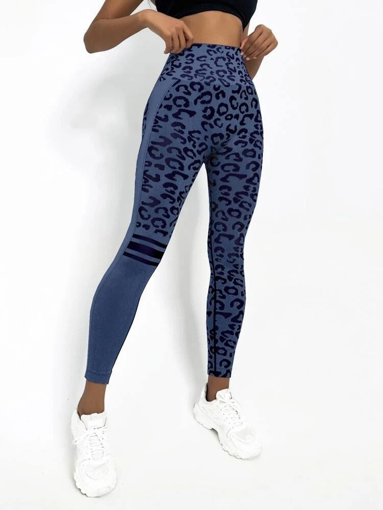 Leopard Seamless Yoga Pants High Waist Lifting Hip Honey Peach Hip Fitness Pants Yoga Suit Tight Running Sports Pants KilyClothing