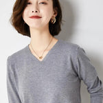 Sweater V-neck Long Sleeve Pullovers Spring Autumn Bottoming Shirt Warm Knitwear Basic Knit Tops KilyClothing