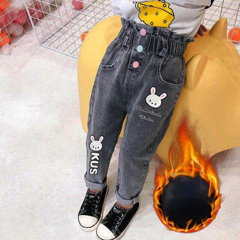 Toddler Girl Clothes Baggy Jeans Kids Casual Warm Trousers Winter Infant Baby Girls Jeans Cartoon High Waisted Denim Harem Pants KilyClothing