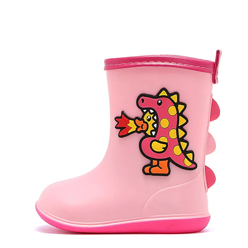 Wide Round Toe Children Rainboots Baby PVC Rubber Waterproof Kids Water Shoes Lovely Cartoon Rain Boot Platform Girls Boy KilyClothing