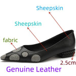Women pumps Genuine leather sheepskin upper pointed toe low heels  retro KilyClothing
