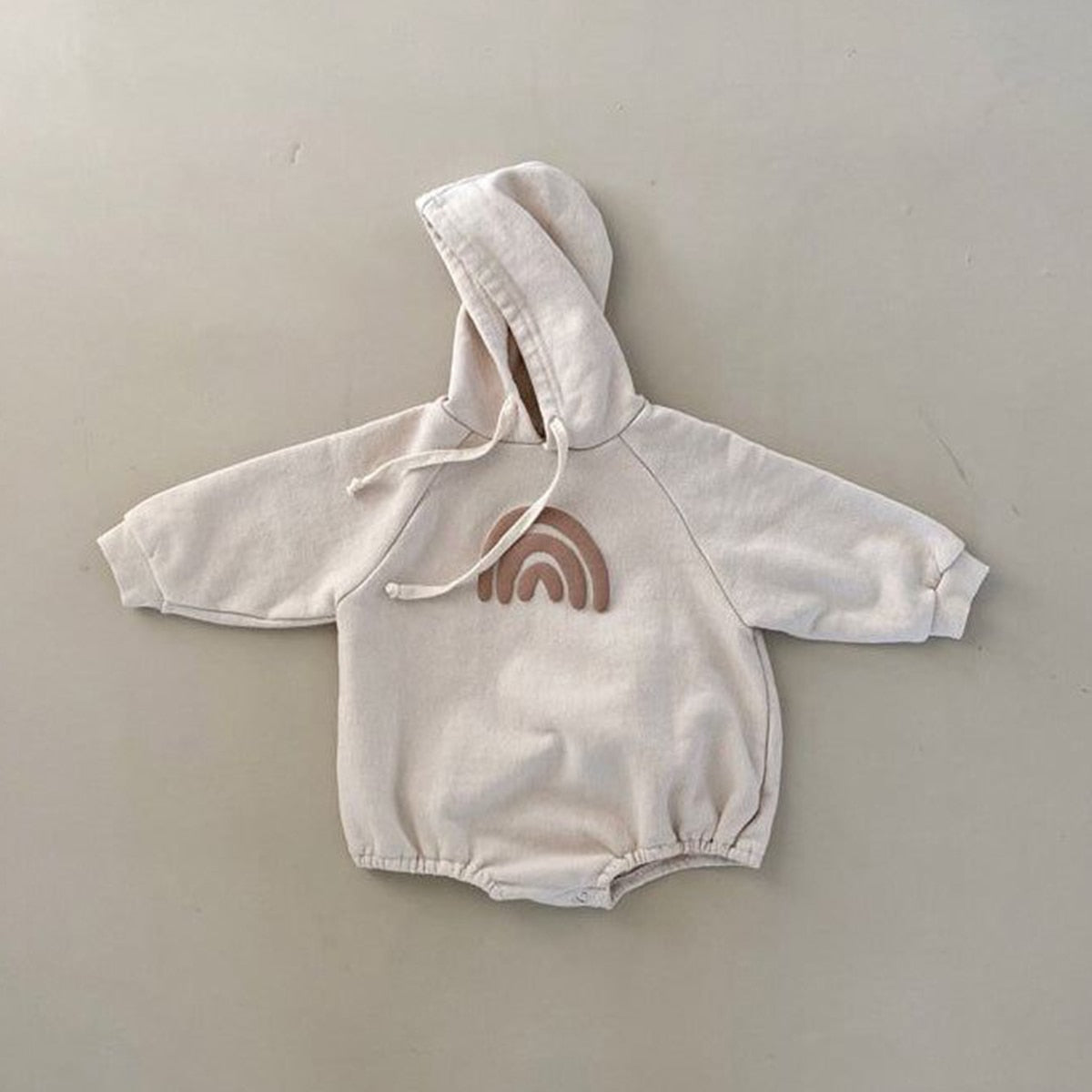 Unisex Oversized Romper Toddler Girls Rainbow Hoodie Romper Autumn Spring Long Sleeve Beige Sweatshirt Outwear Bodysuit KilyClothing