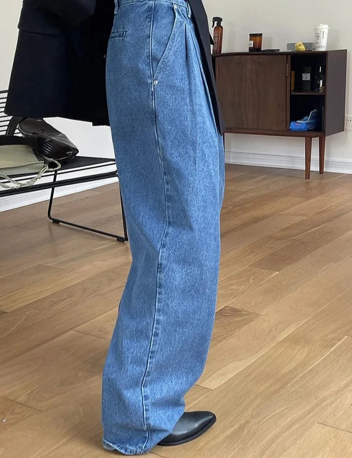 Wide Leg Jeans for Women High Waist Pants Loose Casual Cotton Denim Trousers Female Clothing