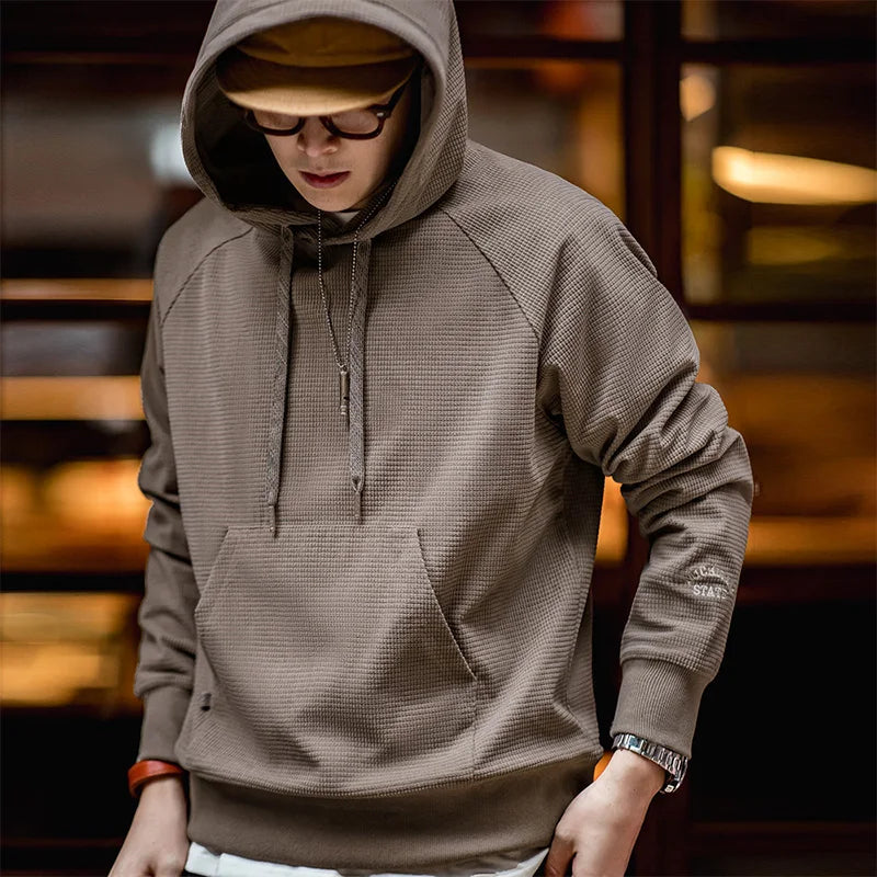Embroidered Hoodies for Men, Solid Color Hooded Sweatshirts, Essential Pullovers Loose Streetwear