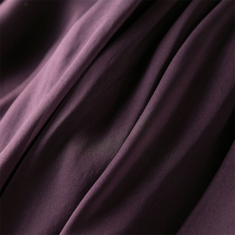 Silk Skirt 100% Mulberry Silk Solid Purple Long Type Skirt With Double Lining KilyClothing