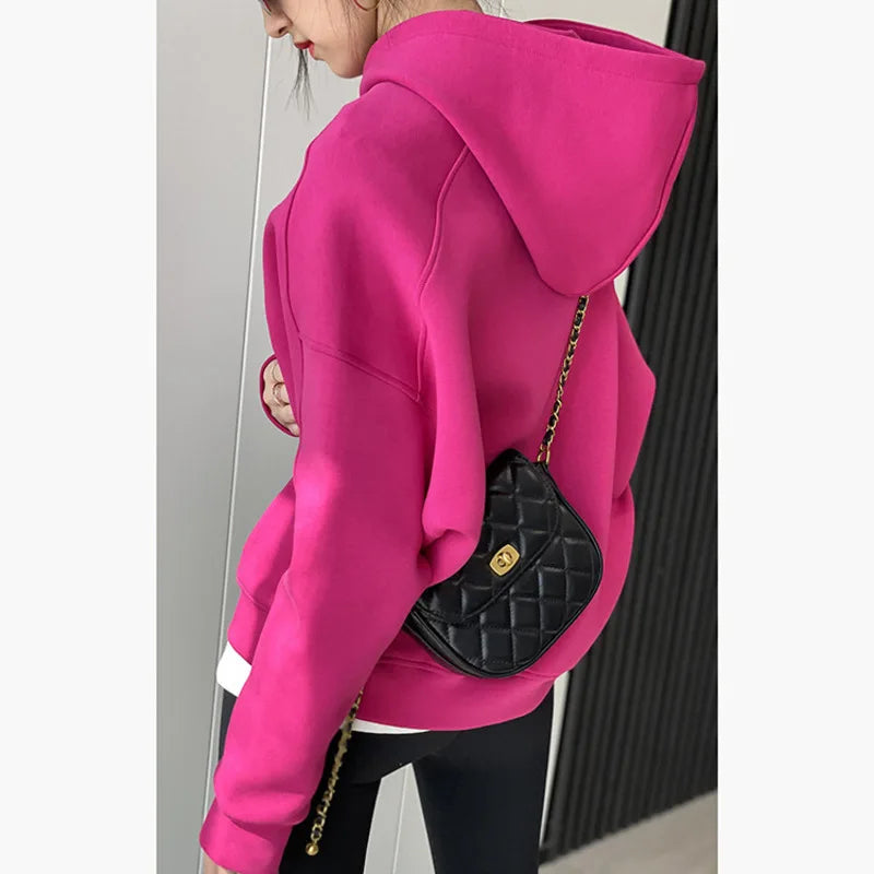 Line Design Women Hoodies Autumn Streetwear Batwing Sleeve Loose Solid Color Sweatshirts Pullovers Fashion Tops KilyClothing