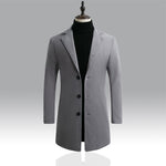 Long Cotton Coat New Wool Blend Pure Color Casual Business Fashion KilyClothing
