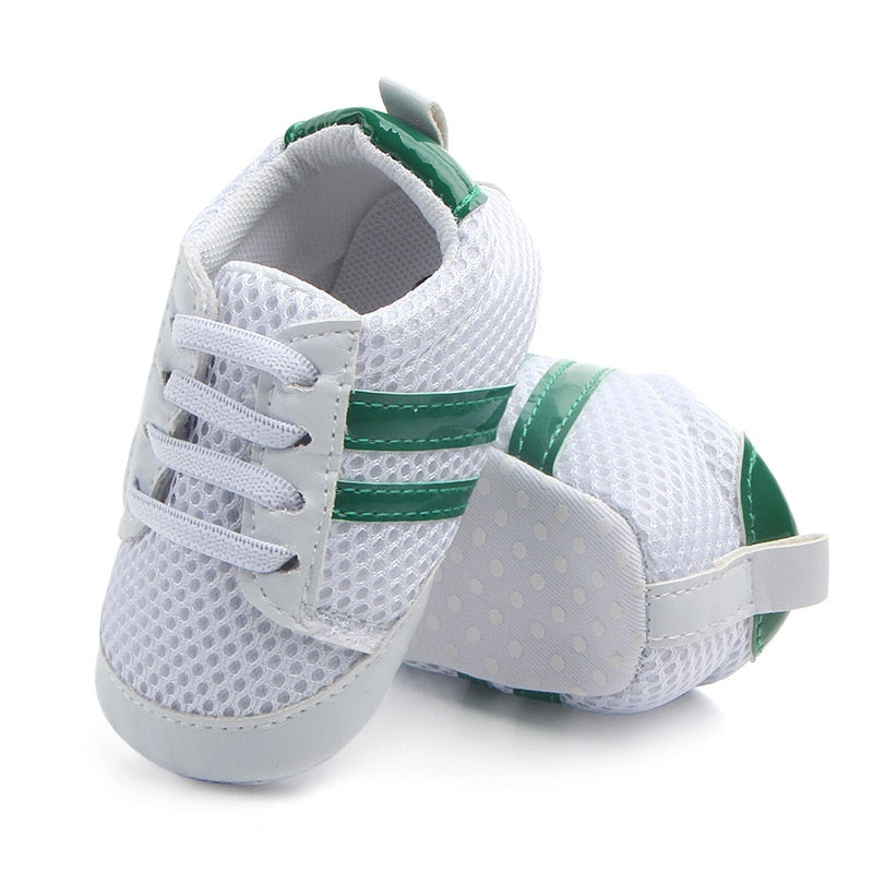 Newborn Boys Sneaker Girls Two Striped First Walkers Lace Up PU Leather Soft Soles Sneakers 0-18 Months KilyClothing