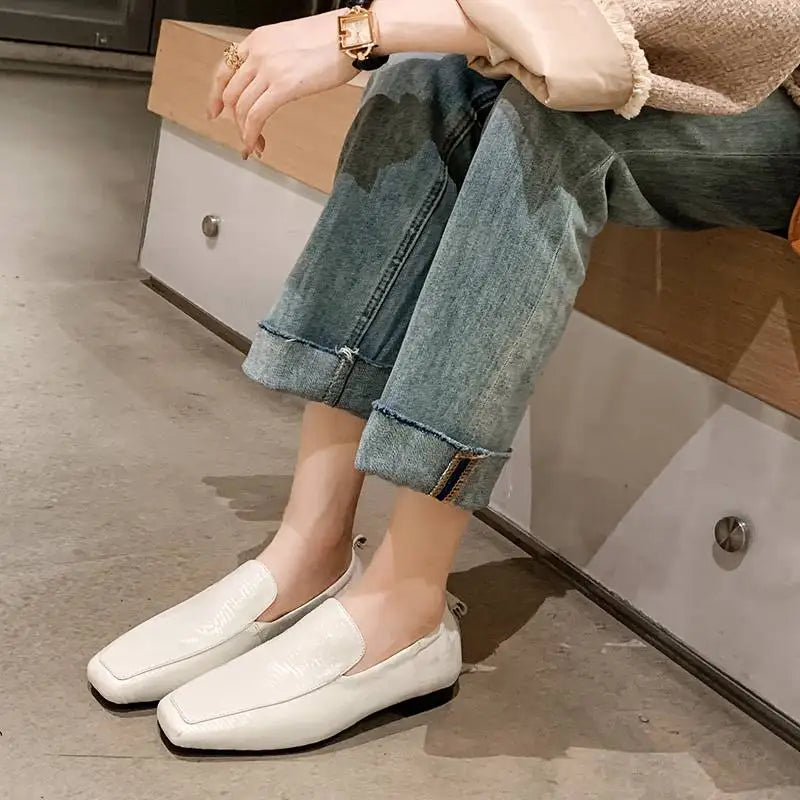 Sheep Suede Low Heels Spring Summer Square Toe Business Casual Women Pleated Leather European Fashion Style KilyClothing