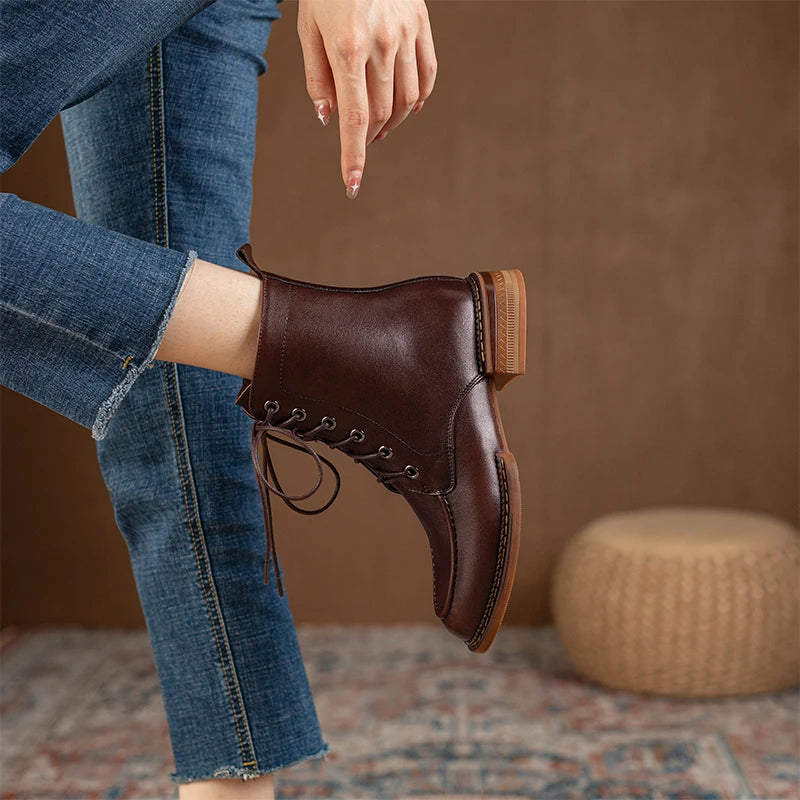 Women Shoes Lace-up Chelsea Women leather ankle boots for Women, Chunky Boots KilyClothing