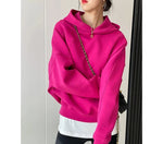 Line Design Women Hoodies Autumn Streetwear Batwing Sleeve Loose Solid Color Sweatshirts Pullovers Fashion Tops KilyClothing