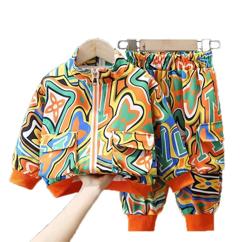 2-11 Year Boys Clothes Sets Zipper Coats for Boys Elastic Waist Pants, Jacket Two Piece Set KilyClothing