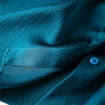 100% Mulberry Silk 20 momme Heavy Silk Peacock Blue Collared Short Sleeve Buttons Down Shirt KilyClothing