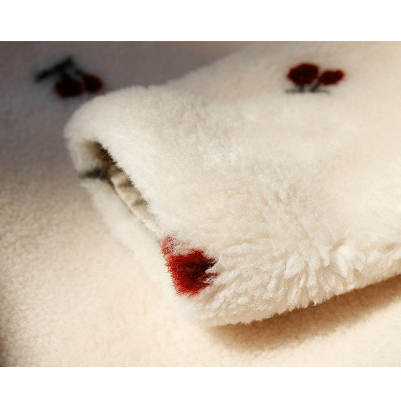 Sweet Cherry Small Fragrance Short Lamb Wool Plush Coat KilyClothing