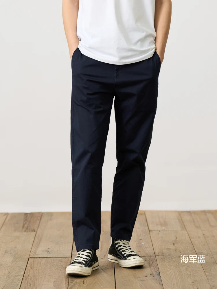 Comfortable Tapered Chinos Pants Men 250gsm Fabric Classical Trousers