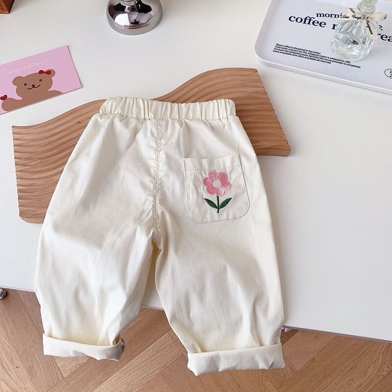 Embroidery Girls Pants Flower Girls Trousers Full Length Pants KilyClothing
