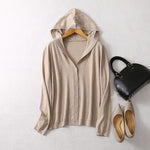 Natural Silk with Cashmere Hoodies Knitted Hooded Cardigan KilyClothing
