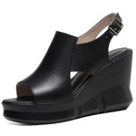 Sandals Peep Toe Platforms Wedges Heels Genuine Leather Shoes KilyClothing