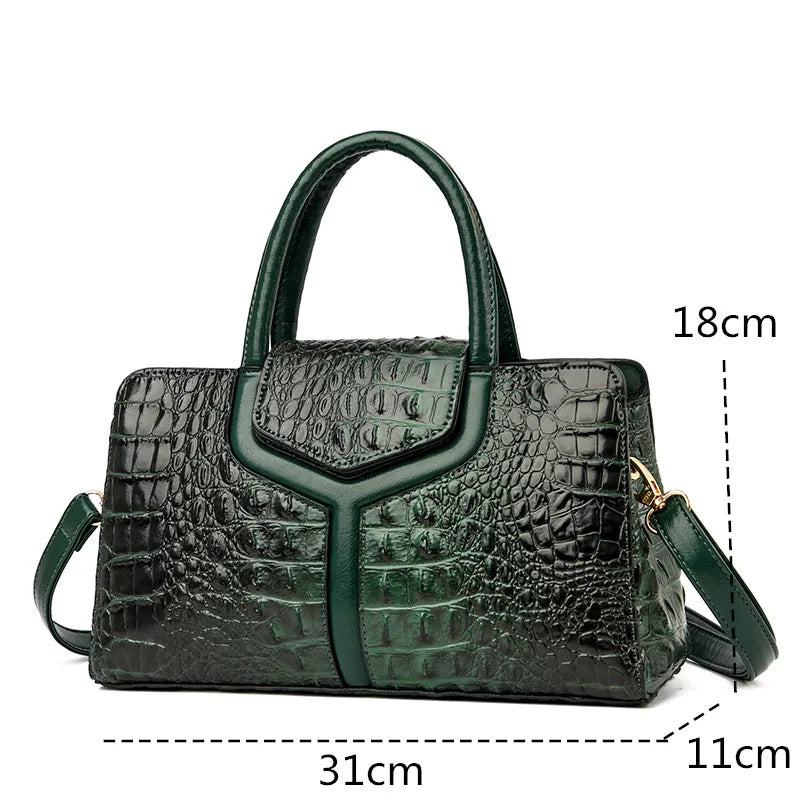 Leather Women's Messenger Bags, Crocodile Female Crossbody, Shoulder Hand bags For Women KilyClothing