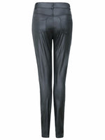 Black Fake PU Leather Pant Women High Waist Elasticity Slim Push Up KilyClothing