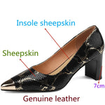 Shoes Genuine Leather for Women's, High Heels Ladies Casual Spring Autumn Party Chunky Shoes KilyClothing