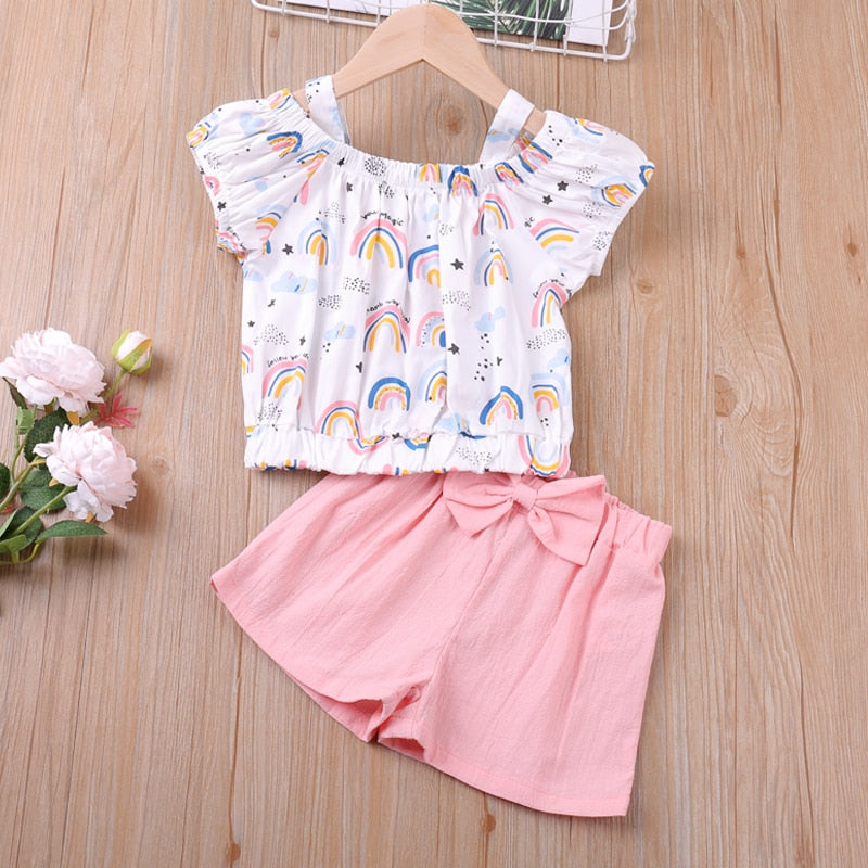 Girl Big Bow T-shirt+ Shorts Children Clothing Set KilyClothing