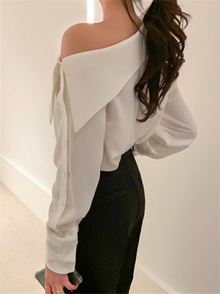 Elegant Office Korean Style Lady One Shoulder Sexy Wild Women Spring Summer KilyClothing