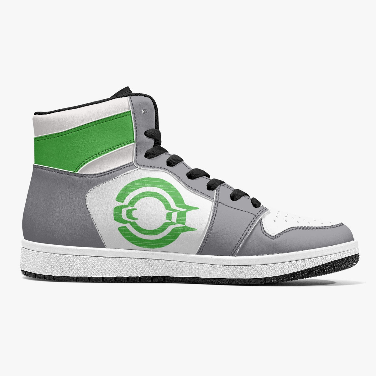 OOTAMAWAE Original Brand High-Top Leather Sneakers - Grey Green logo KilyClothing