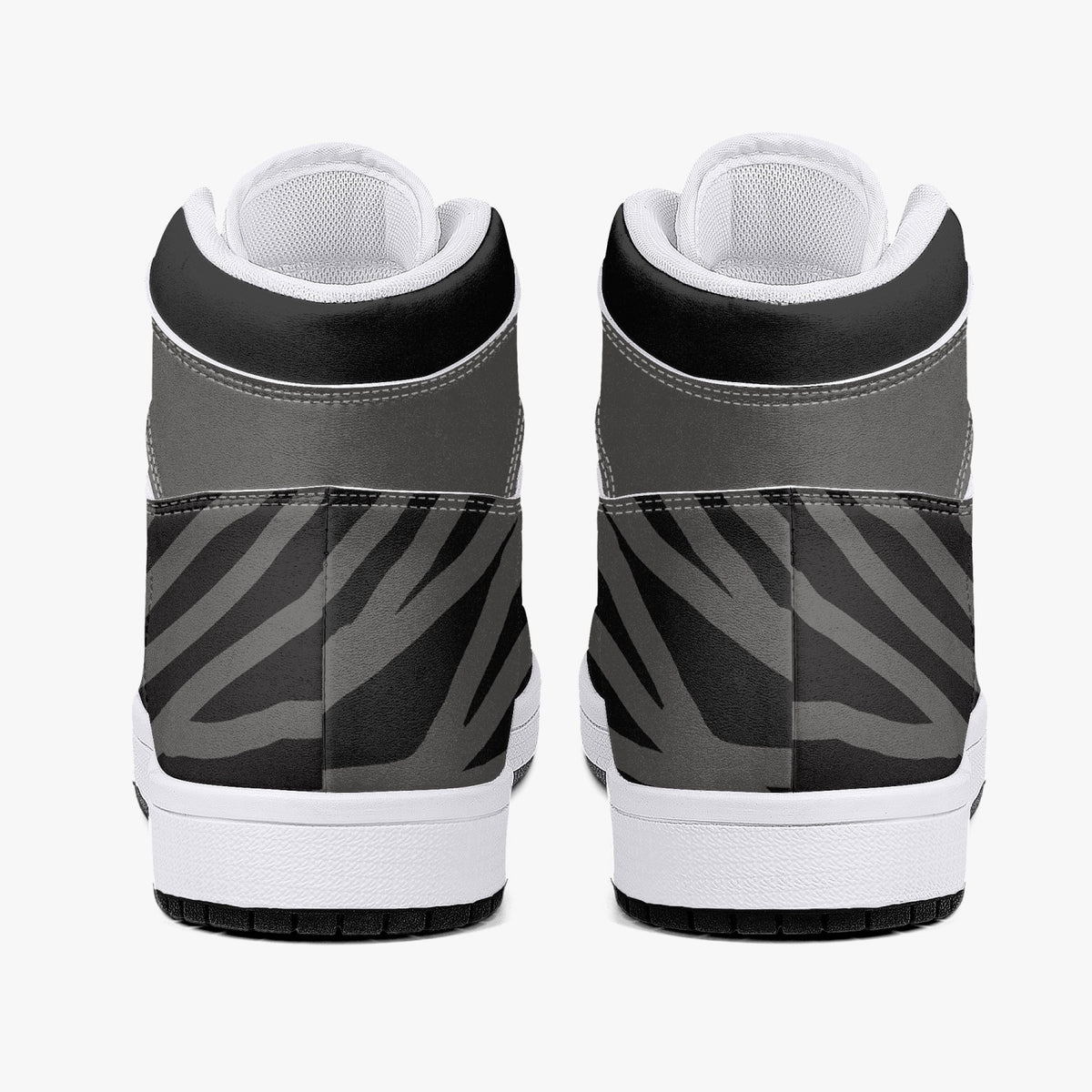 OOTAMAWAE Original Brand High-Top Leather Sneakers -  Black and Grey Stripes KilyClothing