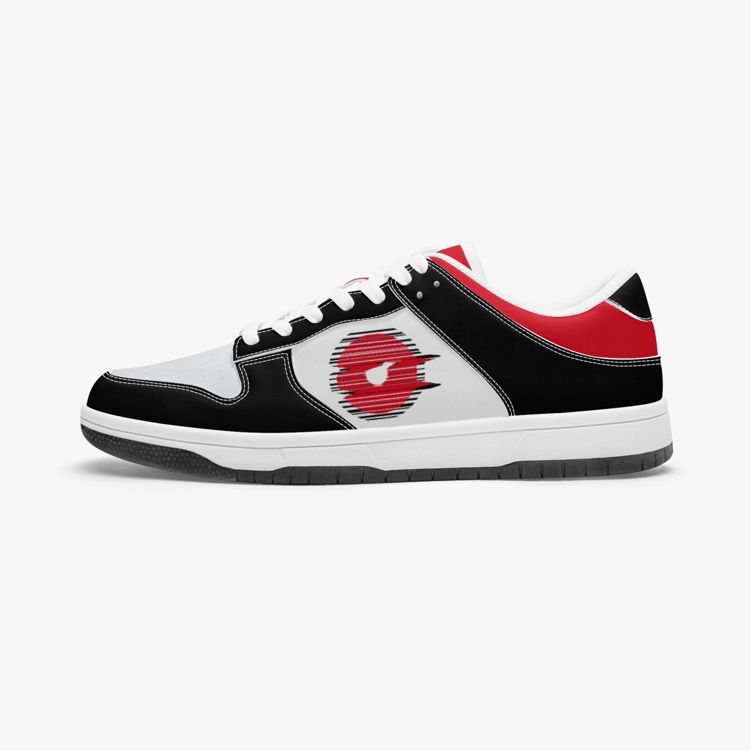 Ootamawae Dunk Stylish Low-Top Leather Sneakers Red & Black KilyClothing