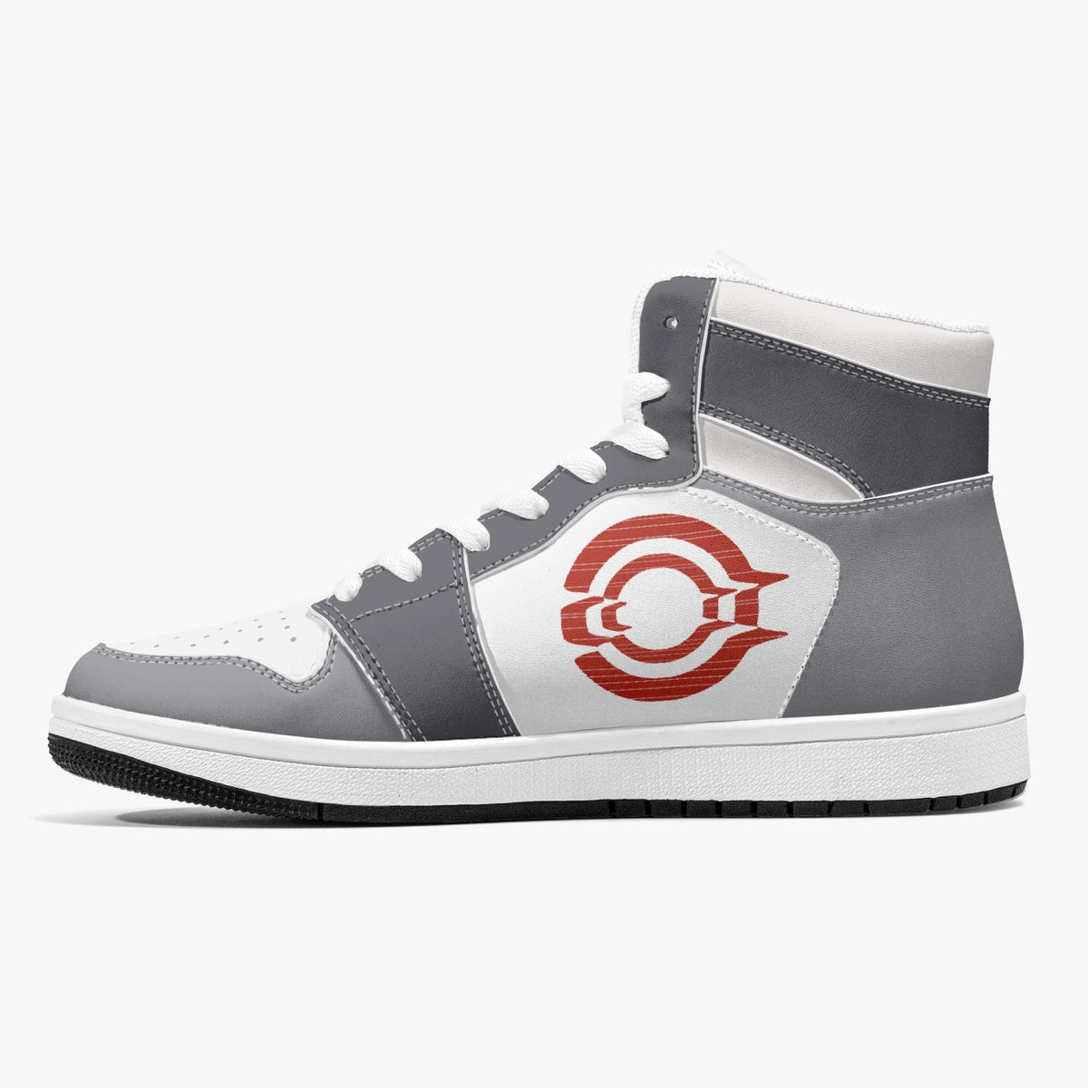 OOTAMAWAE Original Brand High-Top Leather Sneakers - Grey Red Logo KilyClothing