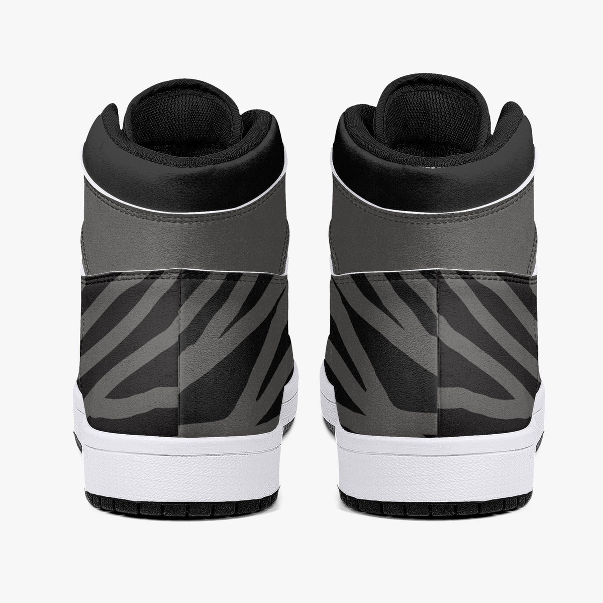 OOTAMAWAE Original Brand High-Top Leather Sneakers -  Black and Grey Stripes KilyClothing