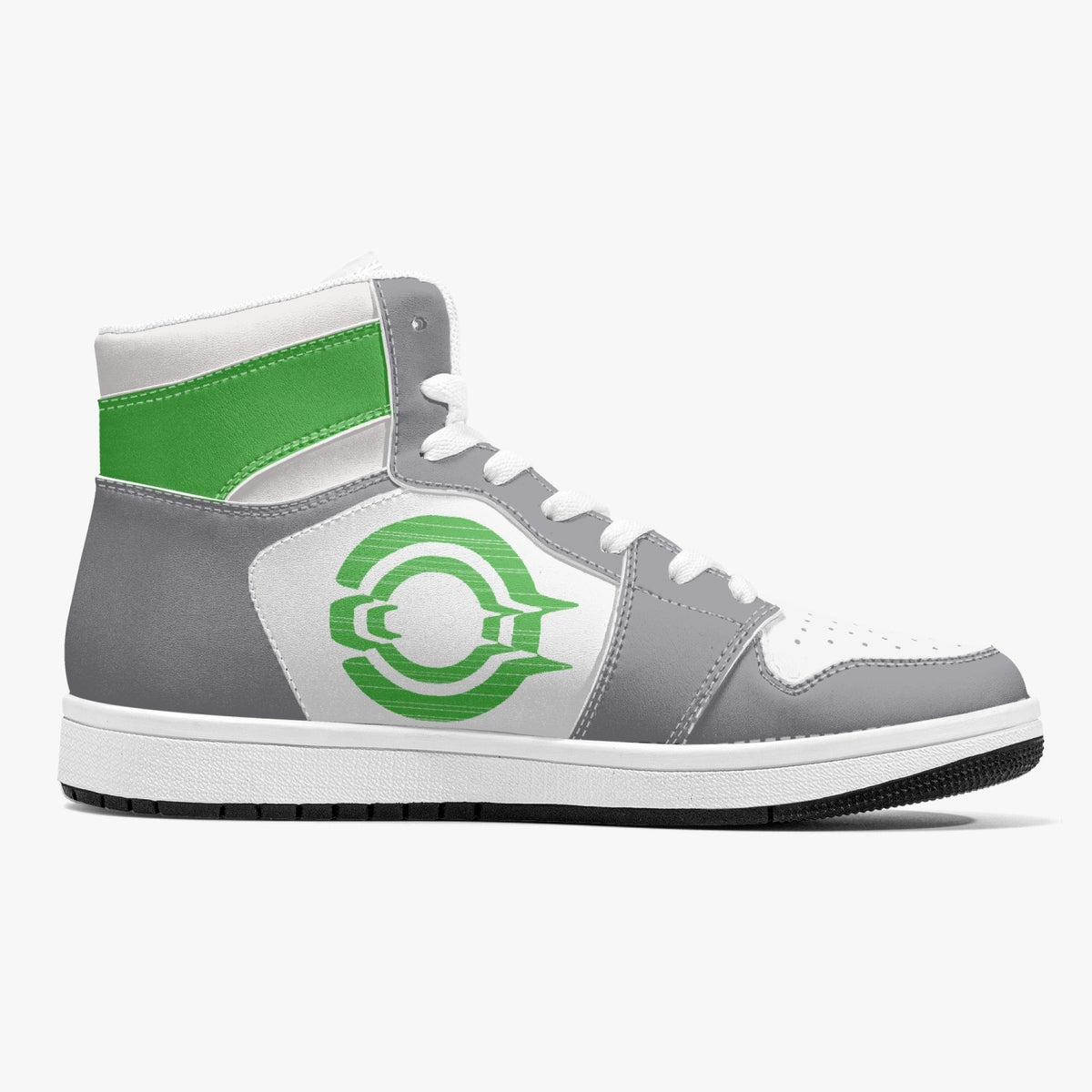 OOTAMAWAE Original Brand High-Top Leather Sneakers - Grey Green logo KilyClothing