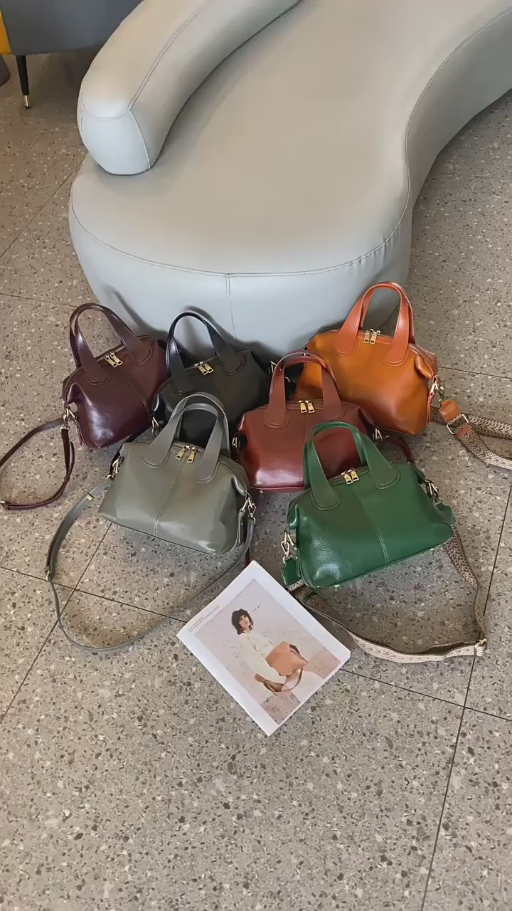 Bolsos de cuero auténtico para mujer, bolso de hombro Retro de lujo, cruzados informales estilo mensajero estilo vintage. 